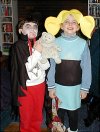 Kelsey as Bubbles the Power Puff Girl, Tyler as Dracula, Teddy as Teddy