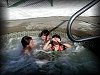 The outdoor hottub after our first day skiing